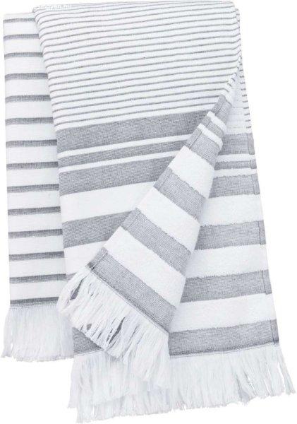 Uniszex rojtos csíkos fürdőlepedő, Kariban KA132, Striped
White/Smoke-100X180