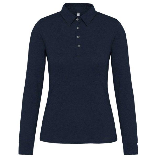 Női galléros hosszú ujjú jersey póló, Kariban KA265, Navy-XS