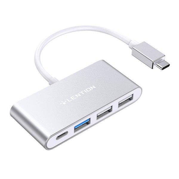 Lention 4in1 Hub USB-C to USB 3.0 + 2x USB 2.0 + USB-C (silver)