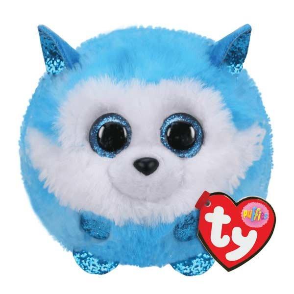TY Puffies kék kutya husky Prince, 8 cm