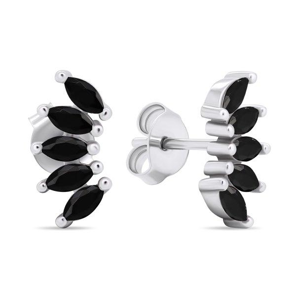 Brilio Silver Jellegzetes ezüst fülbevaló fekete cirkónium
kövekkel EA596WBC