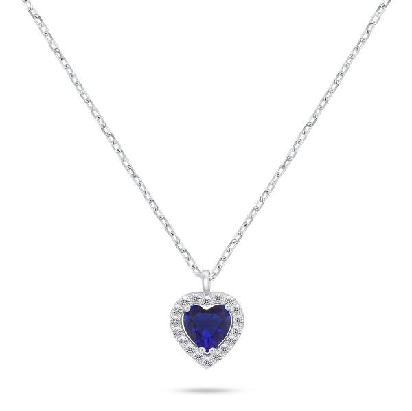 Brilio Silver Ezüst szív nyaklánc kék cirkónium
kővel NCL158WB
