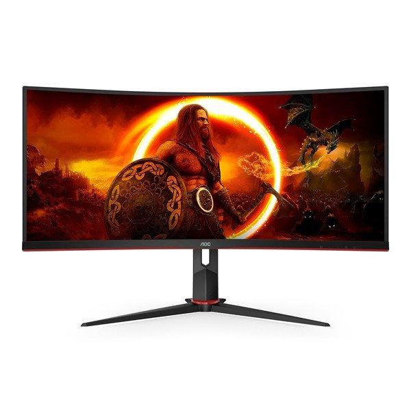 AOC Ívelt Gaming 180Hz VA monitor 34" CU34G2XP/BK, 3440x1440, 21:9,
430cd/m2, 1ms, 2xHDMI/DisplayPort, 4xUSB