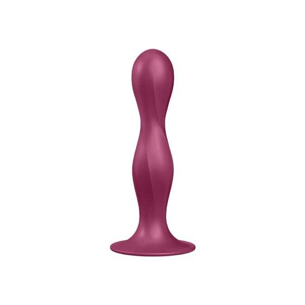 Satisfyer Double Ball-R - tapadótalpas súlyozott dildó (piros)