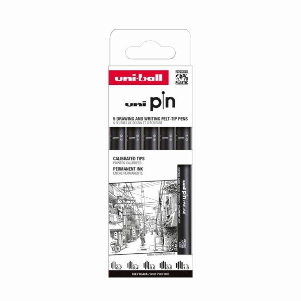UNI PIN 5 darabos rajzmarker készlet Classic (5 db fekete rajzmarker:
0,2/0,4/0,6/0,8/1,0 mm)