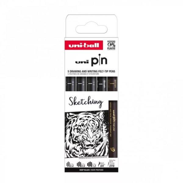 UNI PIN 5 darabos rajzmarker készlet Sketching (Black Brush, Extra Fine
Brush,fekete rajzmarker: 0,4/0,9/1,2 mm)
