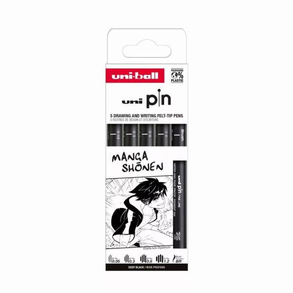 UNI PIN 5 darabos rajzmarker készlet Manga Shonen (Black Brush, fekete
rajzmarker: 0,05/0,3/0,8/1,2 mm)