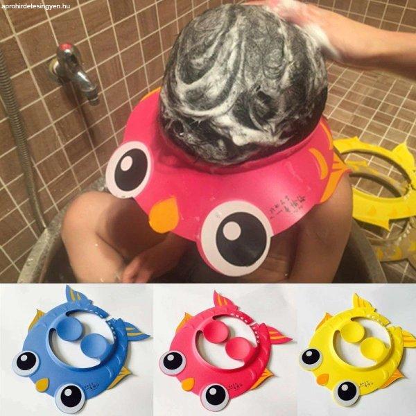 Hajmosó sapka gyerekeknek, Állítható méretű biztonságos fürdőszobai
szemvédő sapka sárga