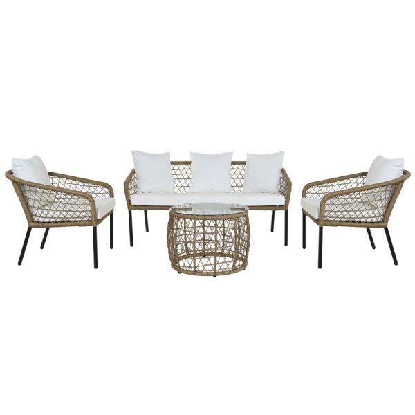 Asztal szett 3 fotellel DKD Home Decor Fehér 137 x 73,5 x 66,5 cm szintetikus
rattan Acél MOST 599787 HELYETT 456501 Ft-ért!