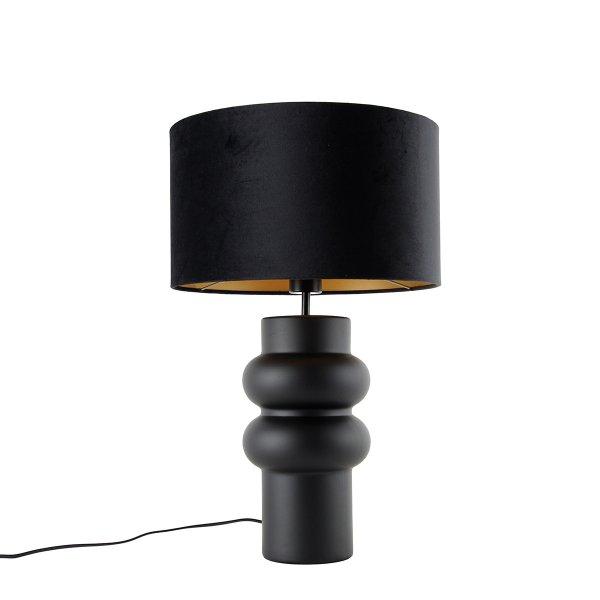 Design asztali lámpa fekete bársony árnyékolóval fekete arannyal 35 cm -
Alisia