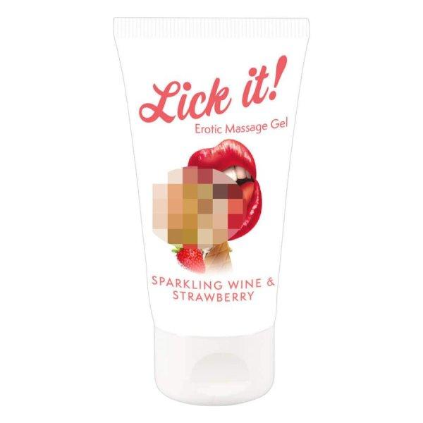 Lick it! - 2in1 ehető síkosító - pezsgő-eper (50ml)