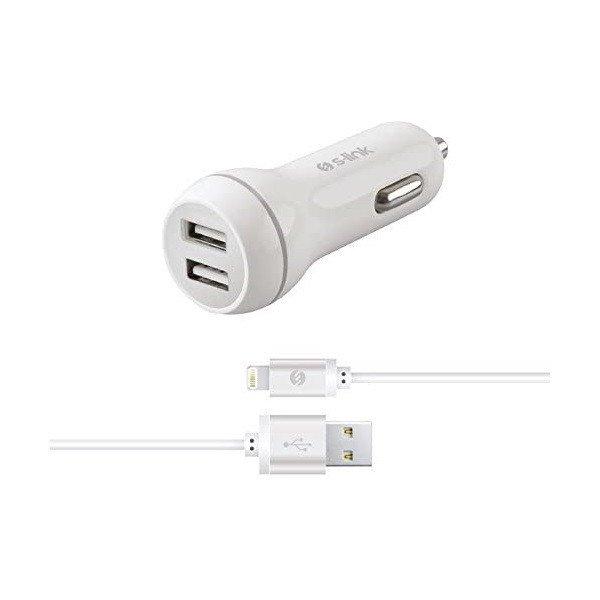 S-Link Autós töltő - SW-C530 (2db USB, 5V/2.1A, 5W, Micro USB, 100cm
adat+töltőkábel, fehér)