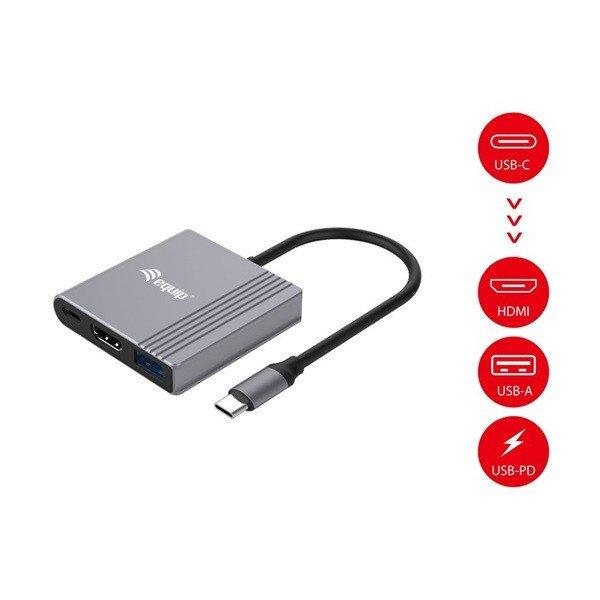 Equip Notebook Dokkoló - 133488 (Bemenet: USB-C, Kimenet: USB-C
PD:100W/HDMI/USB)