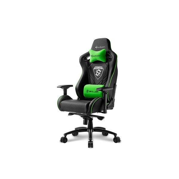 Sharkoon Gamer szék - Skiller SGS4 Black/Green (állítható
háttámla/magasság; 4D kartámasz; PVC; aluminium talp; 150kg-ig