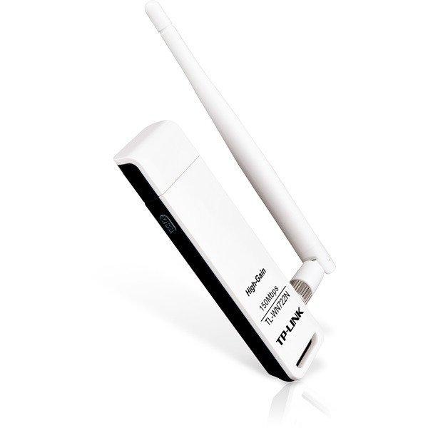 TP-Link Hálózati adapter WiFi N - TL-WN722N (USB; 150Mbps, 2,4GHz,
cserélhető 4dBi antenna)