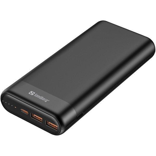 Sandberg Akkubank - Powerbank 20000 PD65W+2xQC3.0 (Bemenet: USB-C, Kimenet:
2xUSB-A+USB-C)