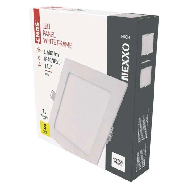 EMOS LED süllyesztett lámpatest NEXXO, négyzet, fehér, 18W, természetes
fehér
