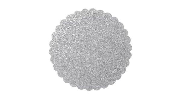 30 cm-es csillogós ezüst fodros tortakarton 5 db