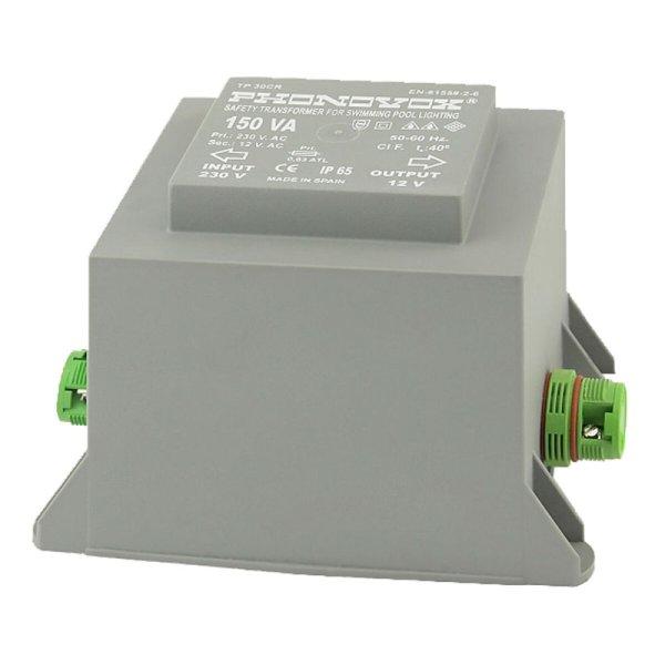 Safety transformer for swimming pool lighting PHONOVOX tp30103cr 150 VA 12 V 230
V 50-60 Hz 12,9 x 7,2 x 9,9 cm MOST 55409 HELYETT 42174 Ft-ért!