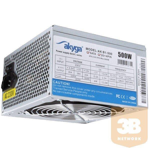 AKYGA Tápegység 500W, 12cm, 20+4