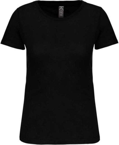 Női organikus kereknyakú rövid ujjú póló, Kariban KA3026IC, Black-XL