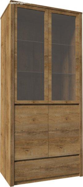 Montana W2D 2 vitrines ajtós kombinált szekrény Sötéttölgy