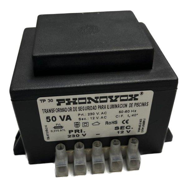 Safety transformer for swimming pool lighting PHONOVOX tp31050 50 VA 12 V 230 V
50-60 Hz 9,8 x 7,9 x 6,4 cm MOST 29553 HELYETT 20611 Ft-ért!