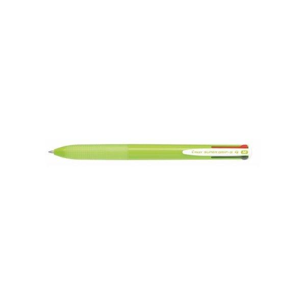 Golyóstoll, 0,27 mm, nyomógombos, világoszöld tolltest, PILOT "Super
Grip G", négyszínű