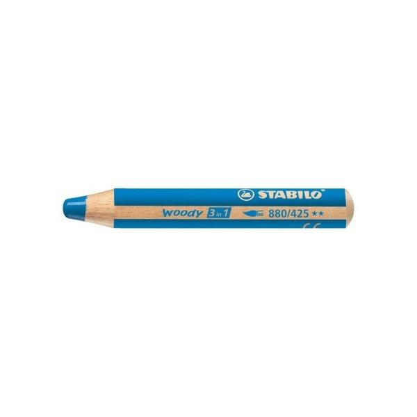 Színes ceruza, kerek, vastag, STABILO "Woody 3 in 1", kék