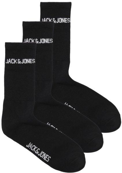 Jack&Jones 3 PACK - férfi zokni JACMELVIN 12260083 Black