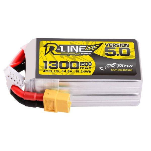 Tattu R-Line Version 5.0 1300mAh 14.8V 150C 4S1P Lipo Battery Pack with XT60
Plug
