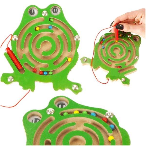 Fából készült mágneses béka - interaktív
tollvezető gyöngy labirintus játék gyerekeknek (BBI-6533-2)