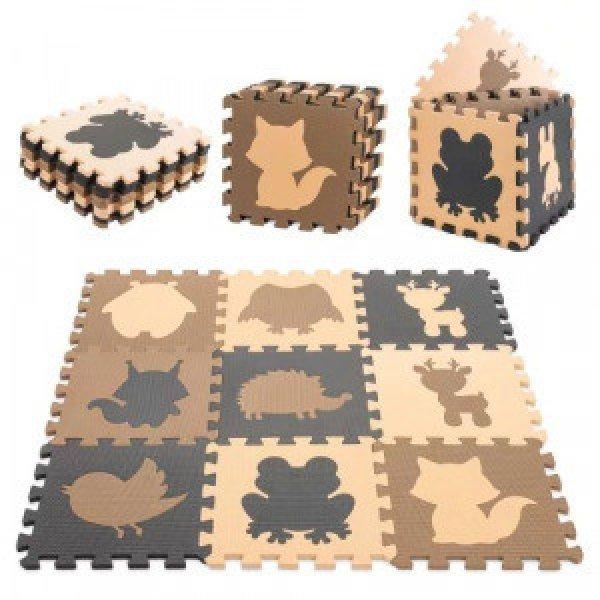 Szivacs puzzle 85x85x1cm -barna-fekete