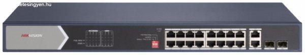 Hikvision DS-3E0520HP-E 20 portos Gbit PoE switch (225 W), 12 PoE+ / 4 HiPoE / 2
RJ45 + 2 SFP uplink port
