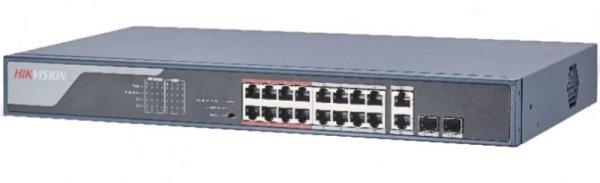 Hikvision DS-3E0318P-E (C) 18 portos PoE switch (225 W), 16 PoE + 2 kombinált
uplink port, nem menedzselhető