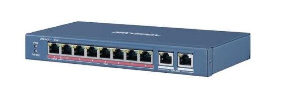 Hikvision DS-3E1310HP-EI 10 portos PoE switch (110 W), 2 HiPoE + 6 PoE+(at) + 2
uplink port, smart menedzselhető