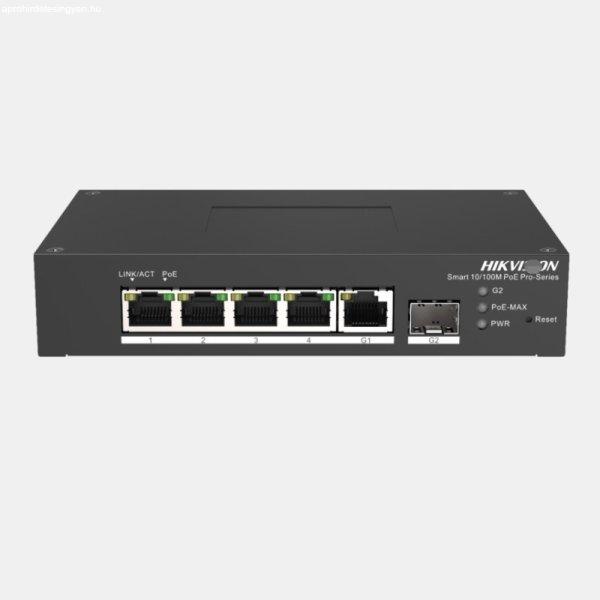 Hikvision DS-3T1306P-SI/HS 6 portos ipari 10/100 PoE switch (60 W), 4 PoE+ / 1
RJ45 + 1 SFP uplink port, menedzselhető