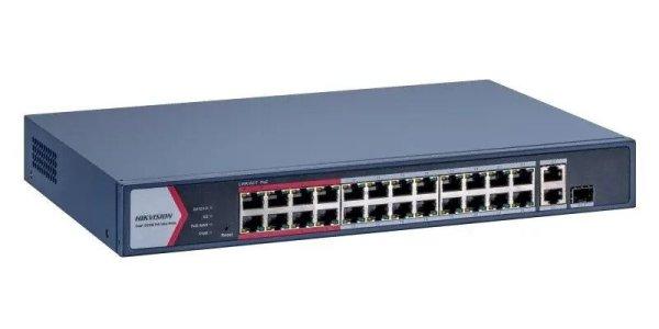 Hikvision DS-3E1326P-EI/M 26 portos PoE switch (230 W), 24 PoE + 1 kombinált
uplink port + 1 uplink port, menedzselhető