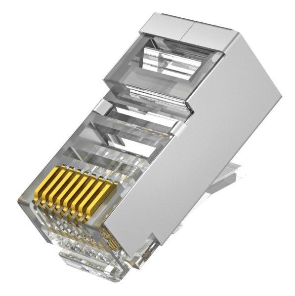 Nestron NPN-RJ45-1C6SF-PC10 Árnyékolt RJ45 csatlakozó, Cat6, fali és patch
kábelekhez, 10 db/csomag