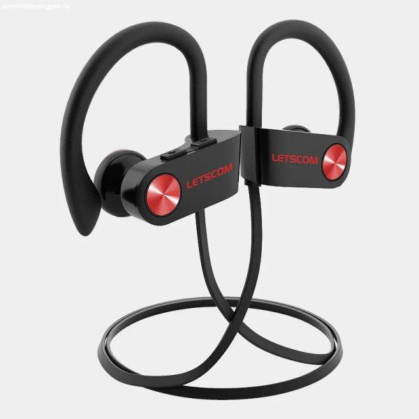 Letscom U8I Bluetooth 5.0 sztereó sport fekete-piros headset prémium tokkal
