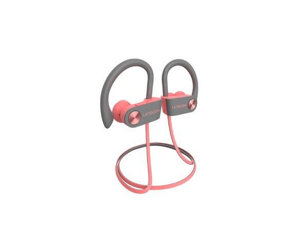 Letscom U8I Bluetooth 5.0 sztereó sport pink-szürke headset prémium tokkal