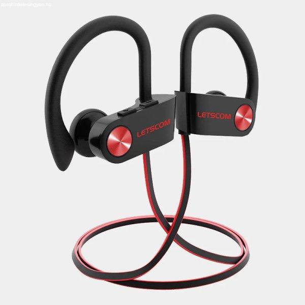 Letscom U8I Bluetooth 5.0 sztereó sport piros-fekete headset prémium tokkal