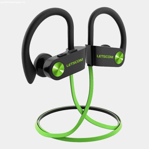 Letscom U8I Bluetooth 5.0 sztereó sport zöld-fekete headset prémium tokkal