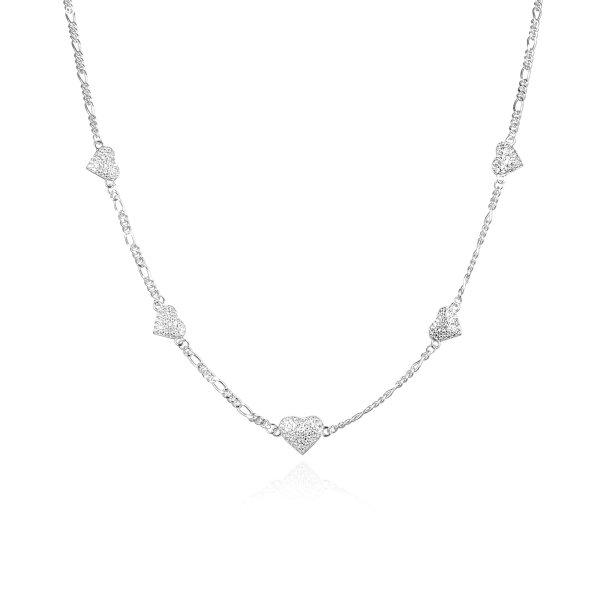 Agato Csillogó ezüst nyaklánc szívekkel AGS1545/47