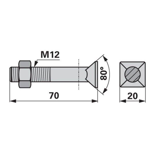 Rögzítőcsavar 00630403 - M12 x 70 mm