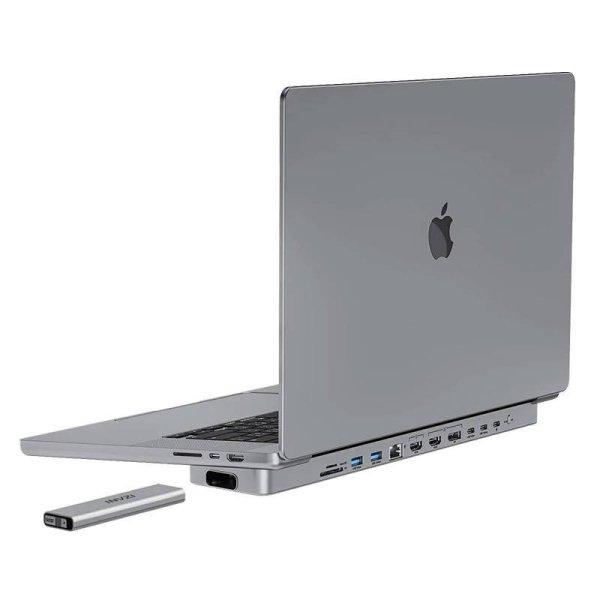 Dokkolóállomás / USB-C hub MacBook Pro 16" INVZI MagHub 12w2-hez SSD
zsebbel (szürke)