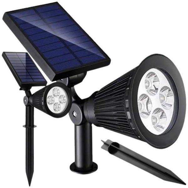 Szolár, kültéri LED lámpa, alkonyatkapcsolóval, hidegfehér fénnyel, falra
rögzíthető vagy talajba szúrható, fekete
