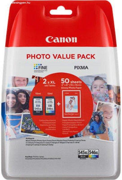 Canon PG-545XL/CL-546XL eredeti tintapatron multipack + fotópapír