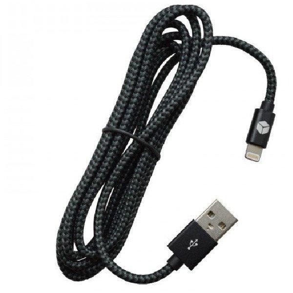 Sturdo Adat-, töltőkábel fonott USB/Lightning, 2A, fekete