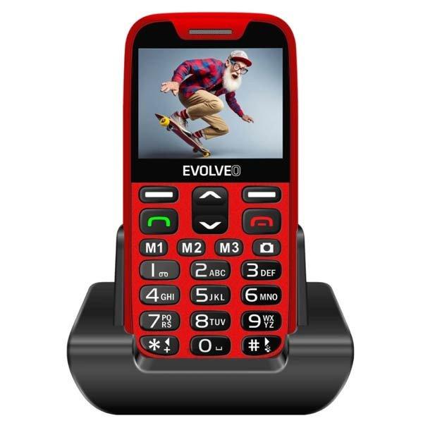 Evolveo EasyPhone XR, telefon időseknek töltőállvánnyal, piros